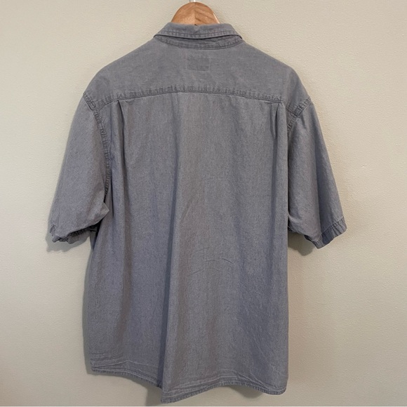 Vintage Wrangler Shirt Mens 2XL Grey Short Sleeve Button Up Cotton Workwear - Picture 8 of 11